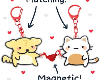 Dog & Cat Heart Magnetic Matching Keychains