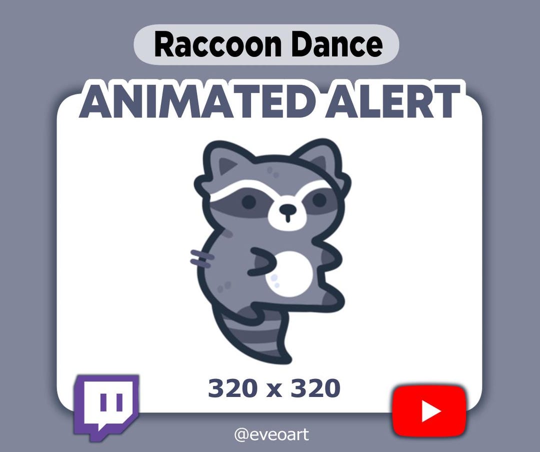 Animated Raccoon Stream Alert – Kawaii Emote GIF (320x320px) - Etsy