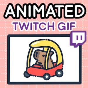 Animated Capybara Alert - Capybara Car GIF for Twitch, Discord, Kick, YouTube - PNGtuber, Vtuber, Kawaii Emote for Stream