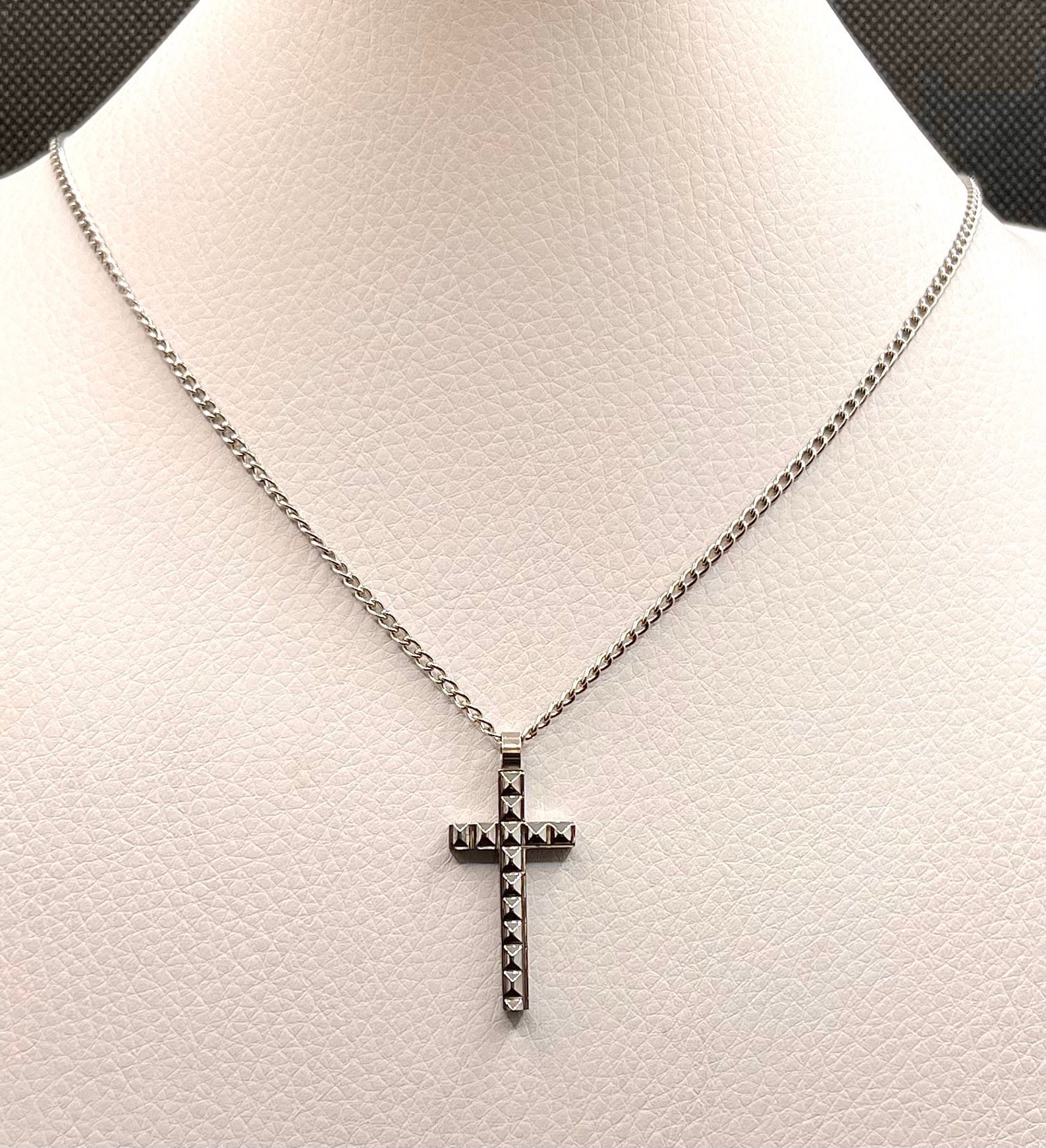 Tungsten Cross Necklace with Stainless Steel Chain. High | Etsy