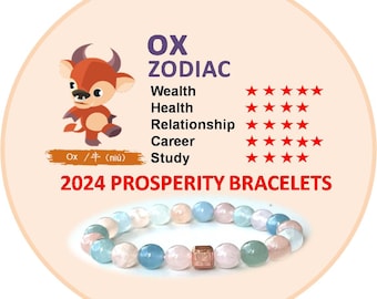 2024 Prosperity Bracelet for Ox Zodiac: Accessory for attracting benefactors, boosting charisma & avoiding misjudgment. Free Shipping.