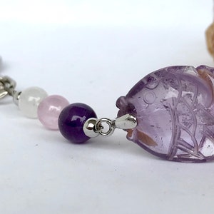 Fish Lucky Charm. Amethyst / Rose Quartz / Citrine. Keychain Bag Charm. Talisman.Good Fortune, Abundant, Luck, Wealth.Handmade.