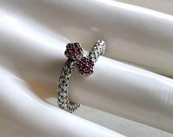 Genuine Ruby with Orange Sapphire Ring. July Birthstone. Wealth & Prosperity. 925 Sterling Silver. Perfect Gift. Free Shipping.