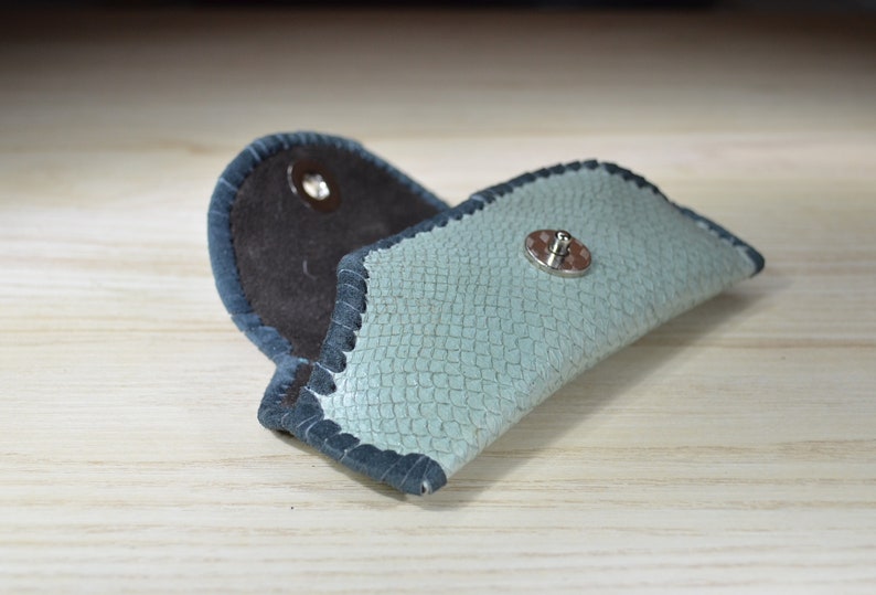 real salmon Skin pencil case green case Glasses case fish skin leather green case soft glasses case gift