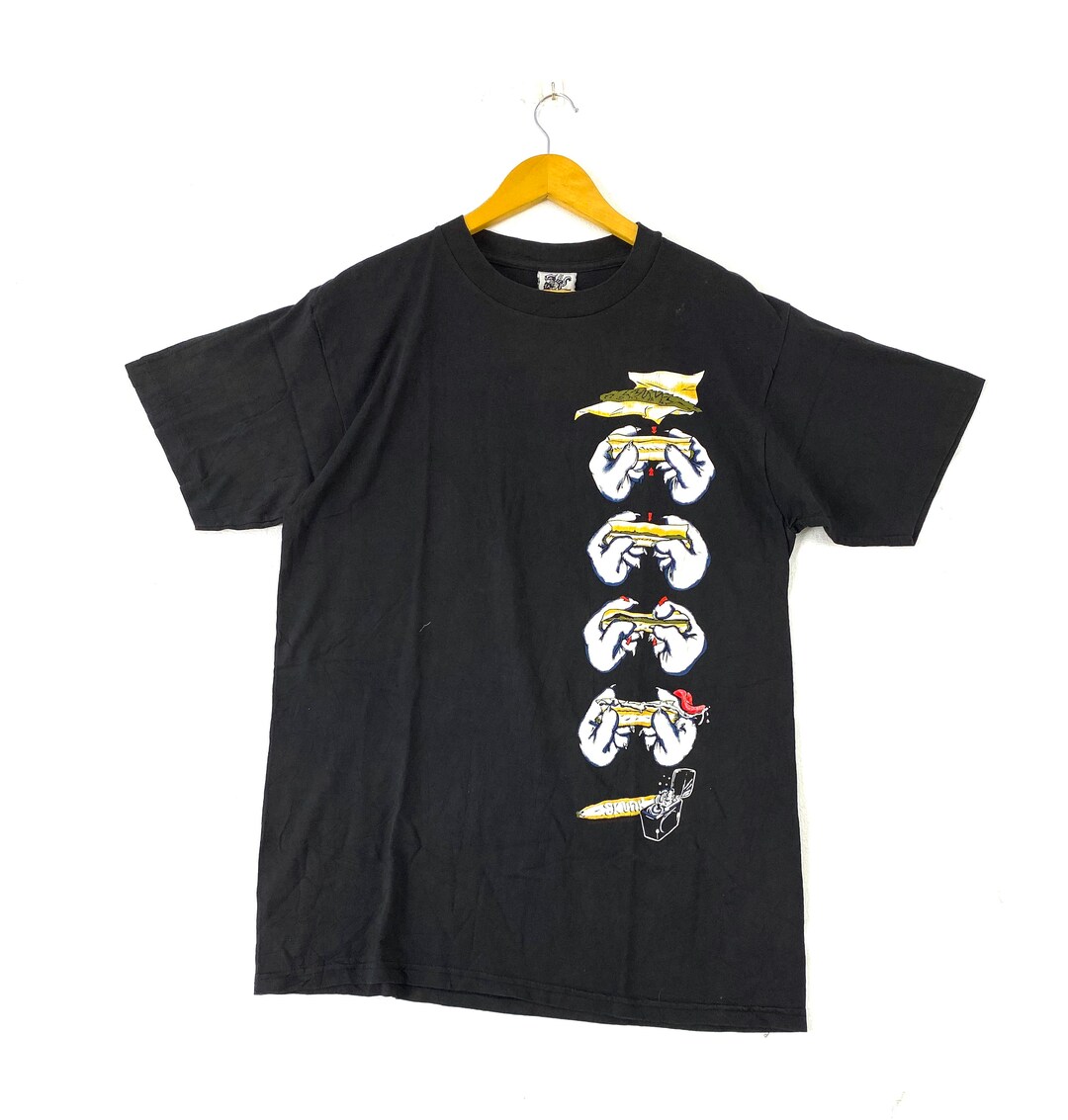 スケートボード 90's powell logo T black original Vintage 90s Powell Logo Tshirt Size M Skull Skate Skateboard