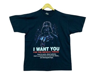 Vintage jaren 90 1996 STAR WARS darth vader groot beeld zeldzaam design Amerikaanse sci-fiction actie ruimte oorlog film film raptees promo t-shirts