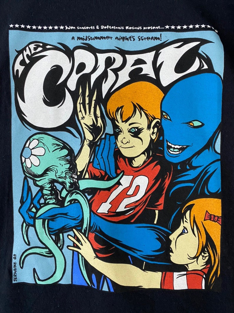 Vintage 00s the coral big image rare design artwork drawing english rock band album tour singles punk metal grunge shoegaze t-shirts