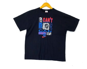 Vintage 90s nike can can&#39;t spike lee brooklyn big image sport brand rap tees hip hop style swagger rapper spell out big logo promo t-shirts