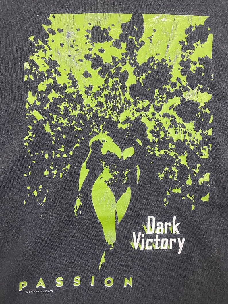 May include: Black t-shirt with a green and black graphic of a woman with the text "Dark Victory" and "Passion" below. The text "TM & &copy; 2000 DC COMICS" is at the bottom.