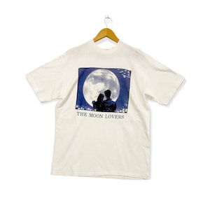 Vintage 90s THE MOON LOVERS japan japanese anime manga akira the shell eva lain streetwear style comic book arcade games promo t-shirts