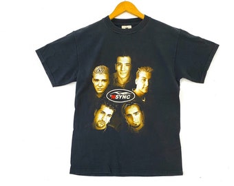 Vintage 90's Nsync American Boy Band Black Large T Shirt World