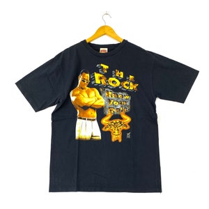 vintage 90s the rock this rock doesn&#39;t bleed nice design big image american wrestler wwf wcw nwo stone cold undertaker kane promo t-shirts