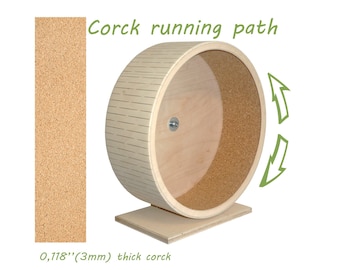 Rueda de madera premium de 33 cm (13") para chinchillas: rueda robusta y silenciosa con borde metálico antimordeduras y pista de corcho para tortugas y erizos.