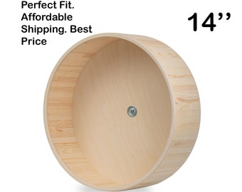 14&quot; (355mm) big wood running wheel, exercise wheel, mounted on hinged mount, chinchillas and other small Pets.
