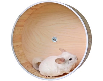 16" New wheel conception by rodents home. Aluminium hoop installed frontally. big wood running wheel, exercise wheel, chinchillas and Pets.