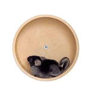 15&quot; (381mm) big wood running wheel, exercise wheel, mounted on hinged mount, chinchillas and other small Pets.