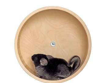 16" (406mm) big wood running wheel, exercise wheel, mounted on hinged mount, chinchillas and other small Pets.