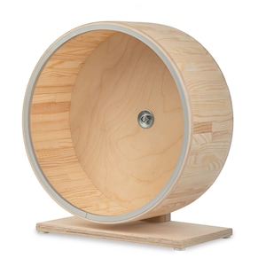 12&quot; (30cm)  With ALUMINUM PROTECTION RIM. Wood running wheel, exercise wheel, mounted on a stand, chinchillas and other small Pets.