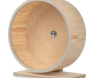 12&quot; (30cm)  With ALUMINUM PROTECTION RIM. Wood running wheel, exercise wheel, mounted on a stand, chinchillas and other small Pets.