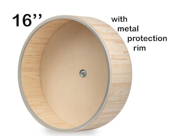 16-Zoll-ALUMINIUM-SCHUTZREIFEN, großes Laufrad aus Holz, Übungsrad, montiert auf einer Scharnierhalterung, Chinchillas und andere kleine Haustiere.