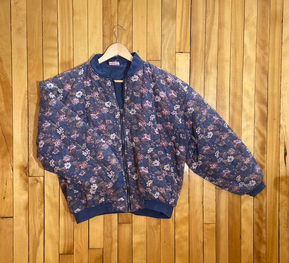 Vintage 80s floral quilted bomber jacket
