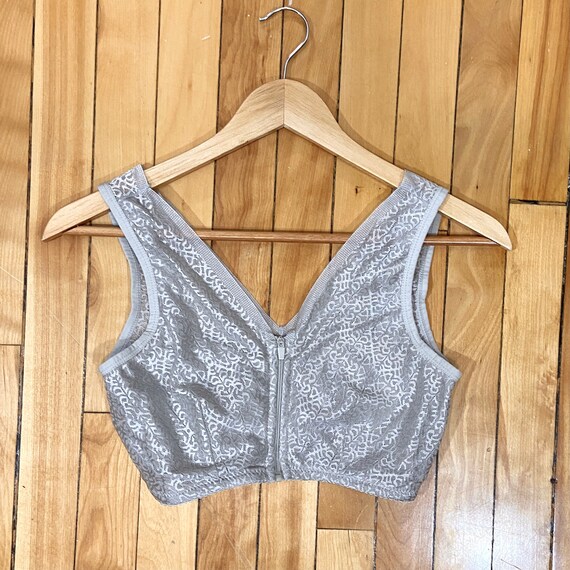 Vintage 90s silver zip up crop top / bralette