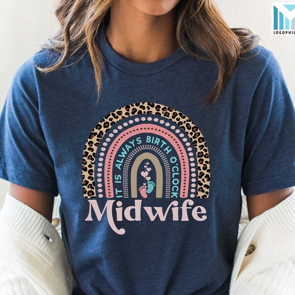 Midwife Leopard Rainbow Shirt, Gift For Nurse Midwives, Childbirth Assistant, Cute Midwifery Tee, Labor Doula Team, Future Midwife Tshirt