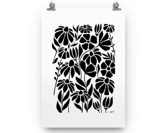 Abstract Flowers - A4/A3 Lino Print