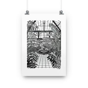 Birmingham Botanical Gardens ein subtropisches Haus • A3 Linoldruck
