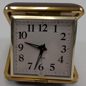 Vintage Travel Foldable Pocket Alarm Clock Made in Korea Working Collectable Clocks Home Decor