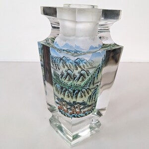 Vintage Reverse Inside Painted Crystal Vase Great China Wall Painting Signed image 2