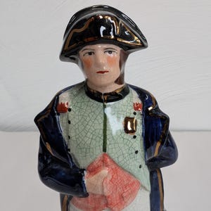 Vintage Napoleon Sculpture Hand Painted Staffordshire Pottery Figurine 9.5in High Art Sculpture Home Decoration