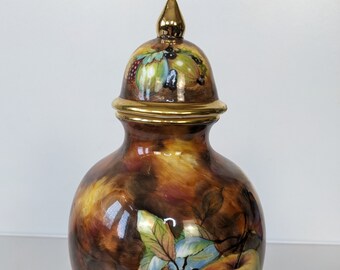 Vintage Jar Urn Still Life Fruit Design Signed by R Everill Lime House Pottery Home Decor