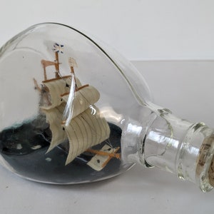 Vintage 3 Mast Ship In the Bottle Nautical Model Tall Sail Ship 6.5in Home Decoration image 2