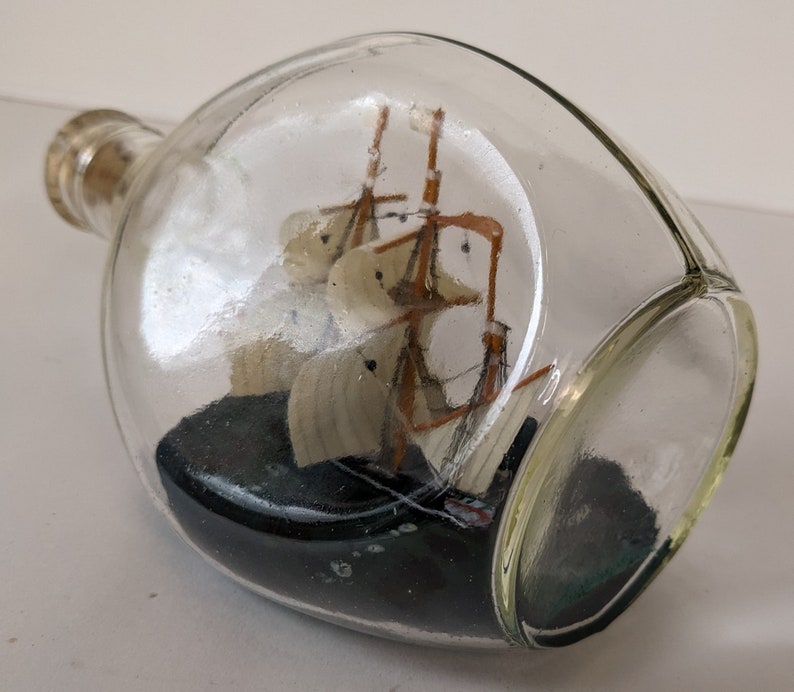 Vintage 3 Mast Ship In the Bottle Nautical Model Tall Sail Ship 6.5in Home Decoration image 6