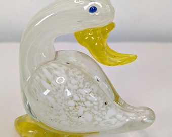 Vintage Murano Art Glas Enten-Skulptur: Mund geblasene Überfangglas-Figur