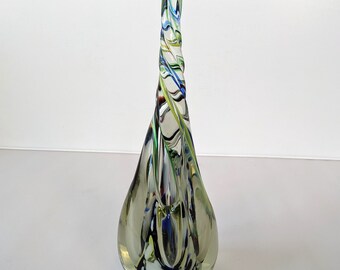 Vintage Murano Art Glass Sculpture Bud Vase 4 Pocket Flower Holder Paperweight Studio Hand Blown Glass Home Decoration