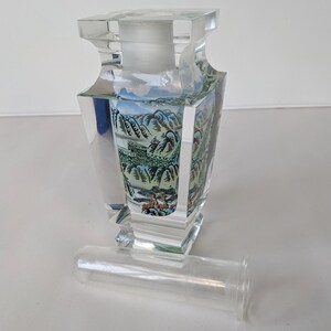 Vintage Reverse Inside Painted Crystal Vase Great China Wall Painting Signed image 4