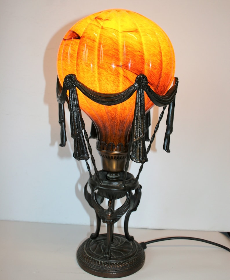 Vintage Maitland Smith Style Hot Air Balloon Lamp Bronzed Etsy