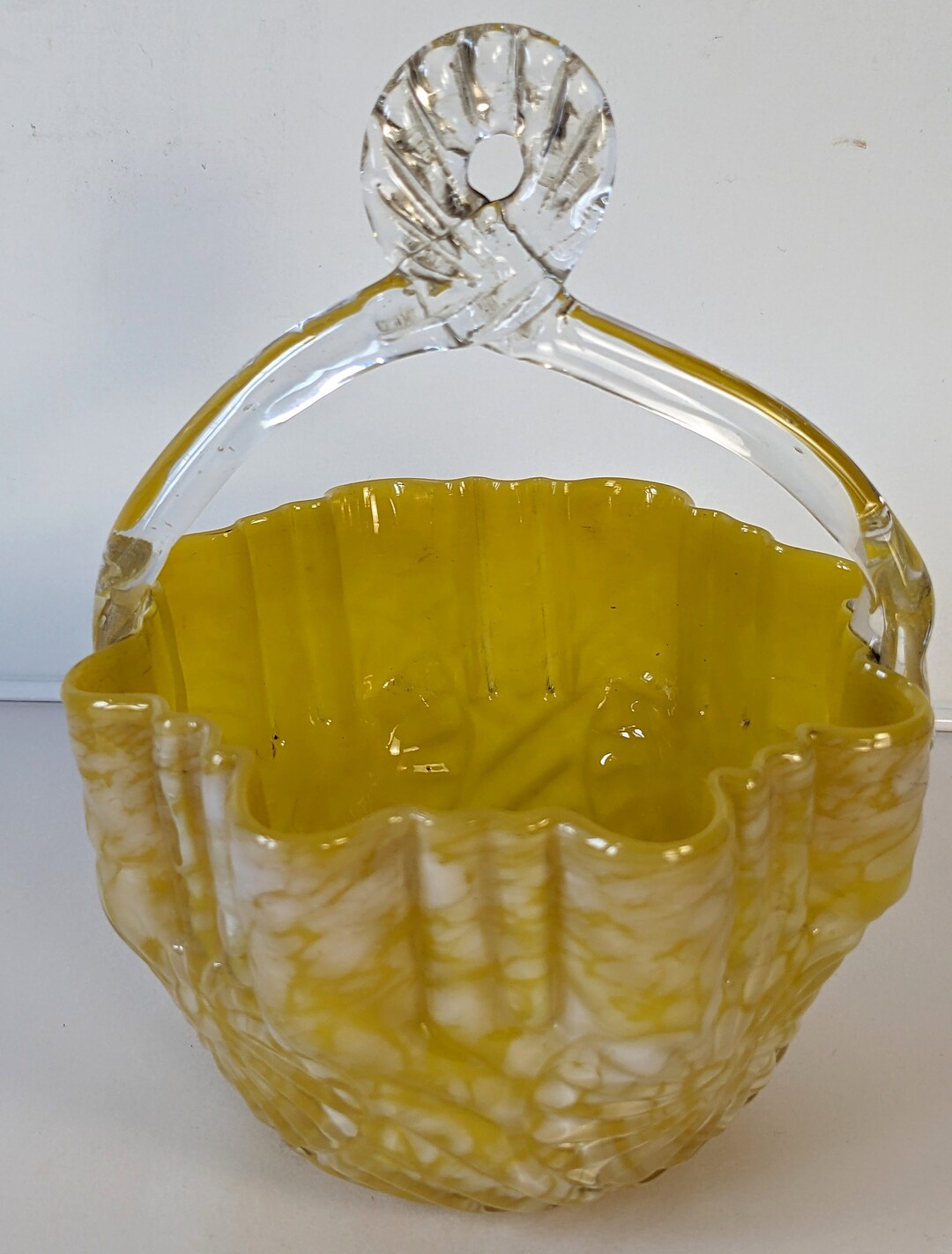 Antique Victorian Art Glass Basket Stevens and Williams Stourbridge Era