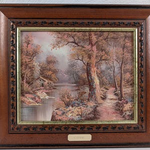 Vintage Oil on Canvas Board Painting House in Forest Signed I Cafieri 37cmx31cm Framed in Ornate Carved Wooden Frame Wall Art Home Decor