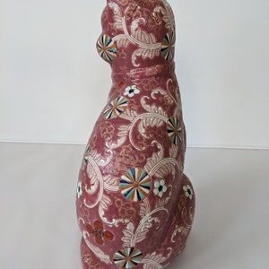 Vintage Pink Lucky Cat Kutani Ware Style Porcelain Good Luck Ornament 12 in Tall Home Decoration image 6