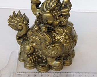 Vintage Chinese Wealth Protector Tianlu Pixiu Winged Lion Sculpture Statue 12cm High Vintage Feng Shui Home Decor