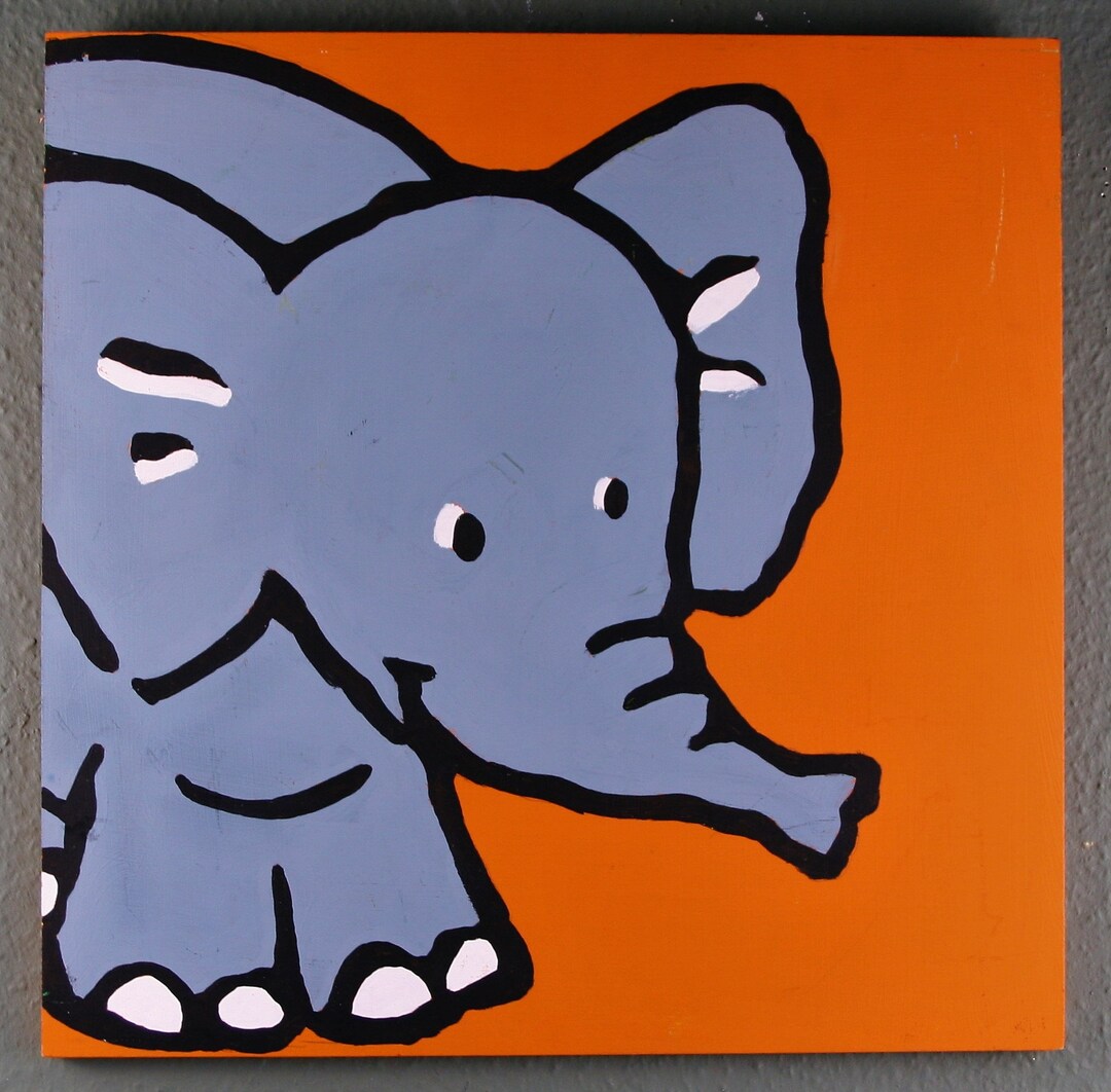 Original Acrylic Painting on Chipboard 'baby Elephant' Etsy