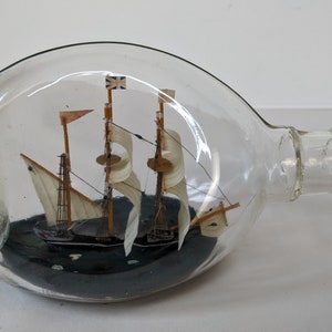 Vintage 3 Mast Ship In the Bottle Nautical Model Tall Sail Ship 6.5in Home Decoration image 8