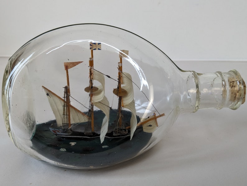 Vintage 3 Mast Ship In the Bottle Nautical Model Tall Sail Ship 6.5in Home Decoration image 8