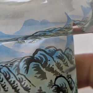 Vintage Reverse Inside Painted Crystal Vase Great China Wall Painting Signed image 6