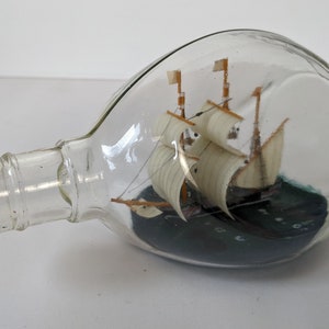 Vintage 3 Mast Ship In the Bottle Nautical Model Tall Sail Ship 6.5in Home Decoration image 4