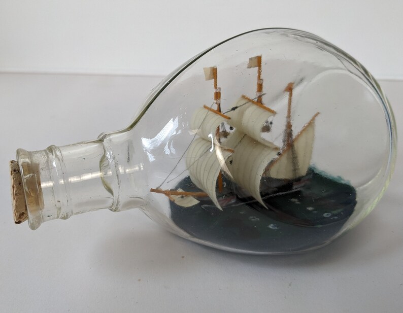 Vintage 3 Mast Ship In the Bottle Nautical Model Tall Sail Ship 6.5in Home Decoration image 4