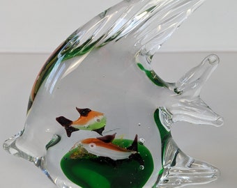 Vintage Murano Glass Angel Fish Figurine Aquarium Paperweight 4.5in Home Decoration